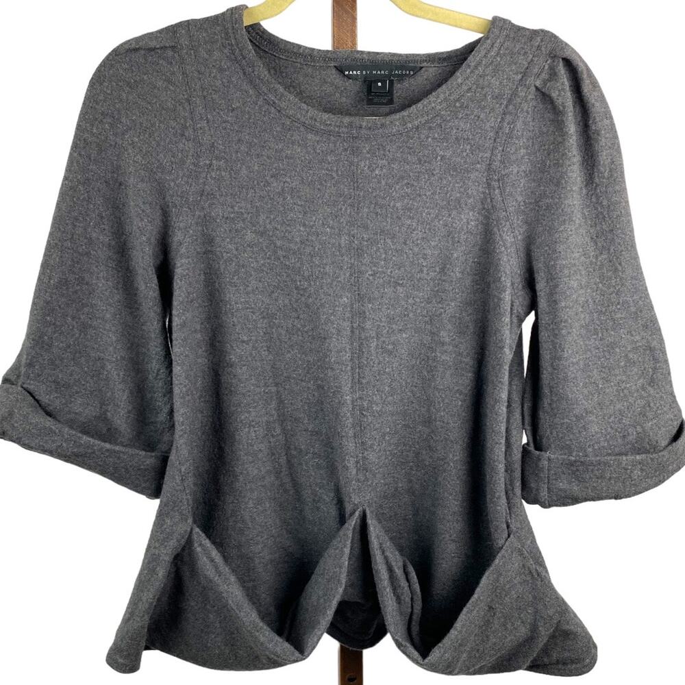 Marc by Marc Jacobs gray quarter sleeve top pull on oversized pockets SZ small